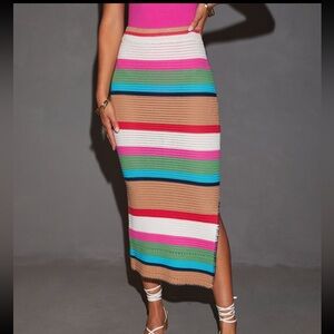 Yessenia Striped Crochet Midi Skirt